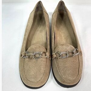 VIONIC ALDA women’s Slip On Loafers w/Orthaheel Beige Gold Lizard Print Sz 8
